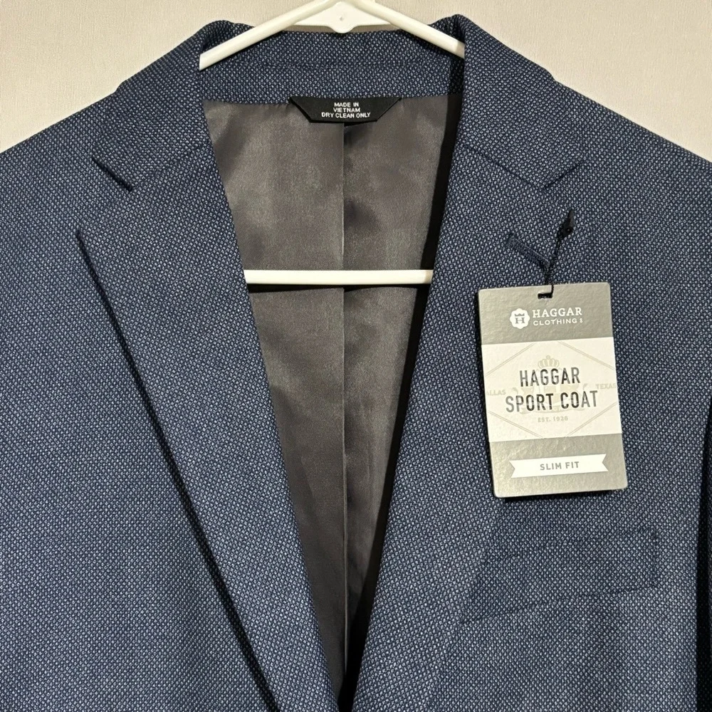 HAGGAR Sport Coat Slim Fit Blue Size 40 LONG